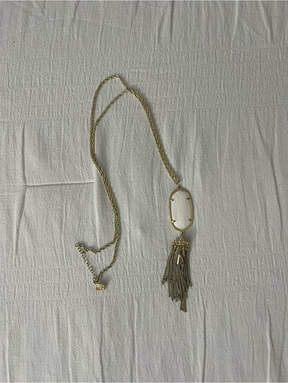 Kendra Scott Rayne Necklace Gold with White Pendant and Tassel